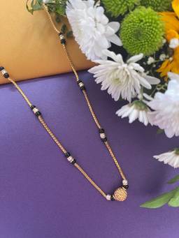 Digital Dress Room - Long South Indian Mangalsutra with Ball Pendant & White Black Beads