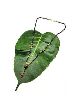 Digital Dress Room - Gold Plated Short Mangalsutra Designs With Latkan Red And Black Beads Chain