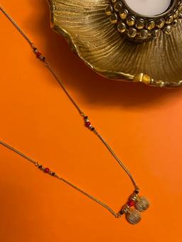 Digital Dress Room - Long Gold Plated Mangalsutra with Traditional Vati Pendant