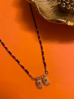Digital Dress Room - Short Mangalsutra Designs Gold Plated Necklace Maharashtrian Style Vati Pendant