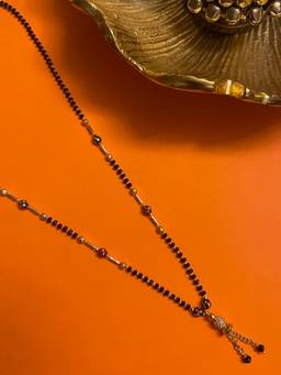 Digital Dress Room - Short Gold Plated Mangalsutra with Red Green Beads & Ball Pendant
