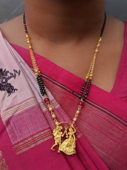 Digital Dress Room - Short Gold Mangalsutra with Dandiya Navratri Pendant