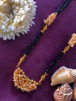 Digital Dress Room - Short Gold Mangalsutra with Flower Design