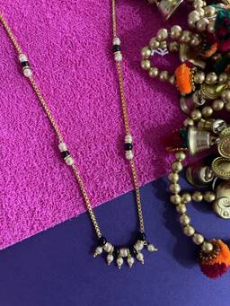 Digital Dress Room - Long Gold Mangalsutra with Pearl Latkan Pendant