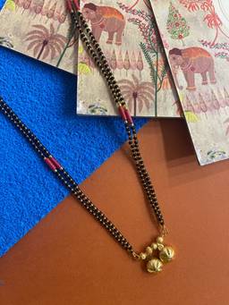 Digital Dress Room - Long Mangalsutra Designs Gold Mangalsutra Maharashtrian Vati Black Beads Chain
