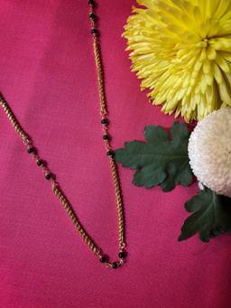 Digital Dress Room - Short Mangalsutra Designs Gold Mangalsutra Simple Black Beads Gold Chain
