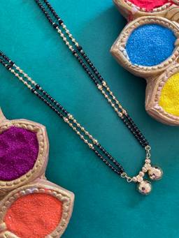 Digital Dress Room - Gold Plated Long Mangalsutra Designs Vati Mangalsutra Gold And Black Beads Chain