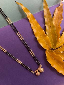 Digital Dress Room - Gold Plated Long Mangalsutra Designs Vati Mangalsutra Gold And Black Beads Chain