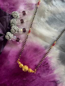 Digital Dress Room - Gold Plated Long Mangalsutra Designs Ball Vati Mangalsutra Red/Black Beads Chain