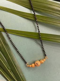 Digital Dress Room - Gold Plated Short Mangalsutra Designs Ball Vati Mangalsutra Black Beads Chain