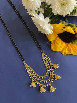Digital Dress Room - Long Modern Mangalsutra with 3-Layer Jhumka Latkan
