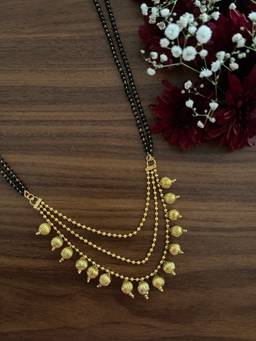 Digital Dress Room - Long Gold Plated Mangalsutra with 3-Layer Ball Latkan