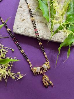 Digital Dress Room - Short American Diamond Mangalsutra with Elephant Pendant