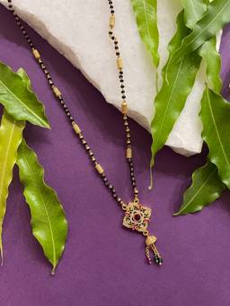 Digital Dress Room - Trendy Short Mangalsutra with Multicolor Square Pendant