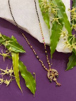 Digital Dress Room - Stylish Short Mangalsutra with American Diamond Peacock Pendant
