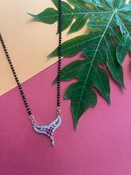 Digital Dress Room - Short Modern Mangalsutra with Fancy Diamond Pendant