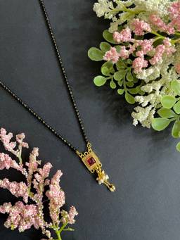 Digital Dress Room - Short American Diamond Mangalsutra with Square Pendant