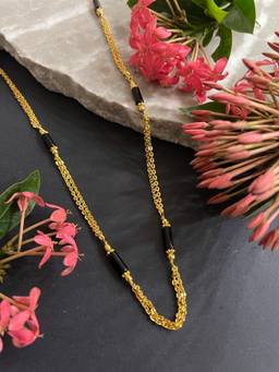 Digital Dress Room - Short Modern South Indian Mangalsutra with 2-Line Black Beads