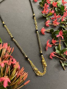 Digital Dress Room - Short Fancy Maharashtrian Mangalsutra with Layered Black Beads