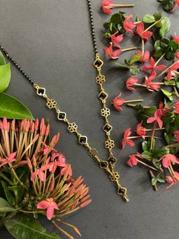 Digital Dress Room - Modern Fancy Short Mangalsutra with Black Crystals