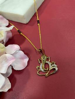 Digital Dress Room - Short Gold Plated Maharashtrian Mangalsutra with Ganesh Pendant