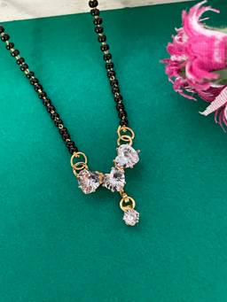 Digital Dress Room - Short Gold Plated Maharashtrian Mangalsutra with AD Heart Pendant
