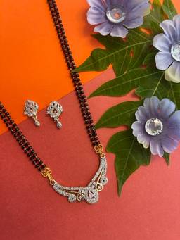 Digital Dress Room - Modern American Diamond Long Mangalsutra Set