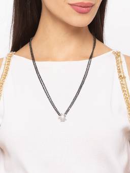 Digital Dress Room - Long Silver Plated Mangalsutra with Tortoise Pendant