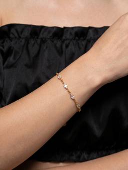 Palmonas - Lustrous Golden Crystal Chain Bracelet - Waterproof And Anti-Tarnish