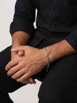 Palmonas - Sleek Silver Curb Chain Men's Bracelet For Men - Waterproof And Anti-Tarnish