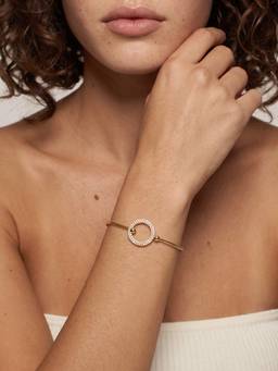Palmonas - Golden Crystal Circle Bangle Bracelet - Waterproof & Anti-Tarnish