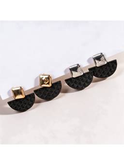 Salty - Noir Fan Statement Earrings (Pack Of 2)