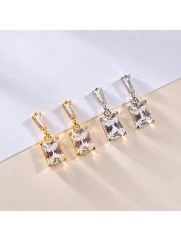 Salty - Radiant Rectangle Crystal Drop Earrings (Pack Of 2)