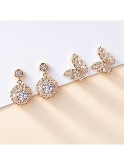 Salty - Radiant Bow Crystal Earrings (Pack Of 2)