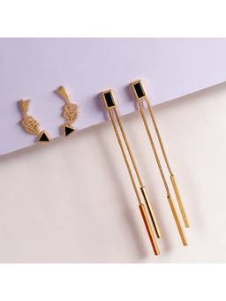 Salty - Noir Linear Earrings (Pack Of 2)