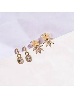 Salty - Golden Bloom Crystal Earrings (Pack Of 2)