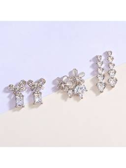 Salty - Crystal Charm Earrings (Pack Of 3)