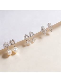 Salty - Pearl Cascade Crystal Earrings (Pack Of 3)