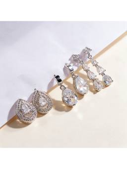 Salty - Crystal Teardrop Earrings (Pack Of 3)