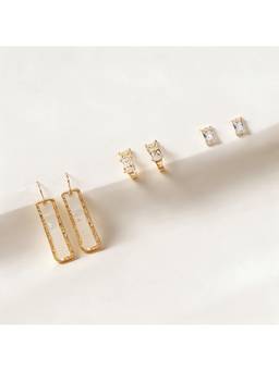 Salty - Golden Geometry Earrings (Pack Of 3)