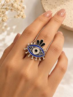 VIRAASI - Blue Evil Eye Adjustable Ring