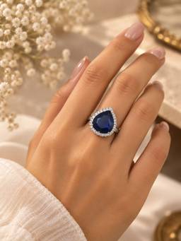 VIRAASI - Royal Blue Halo Adjustable Ring