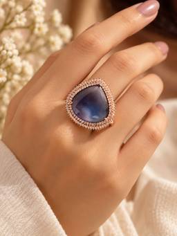 VIRAASI - Blue Halo Statement Ring
