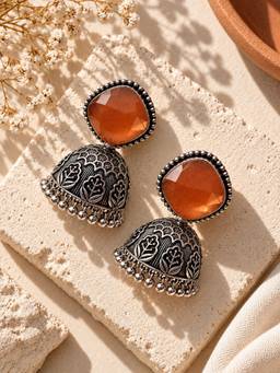 Niska - Monalisa Oxidized Jhumka Earrings