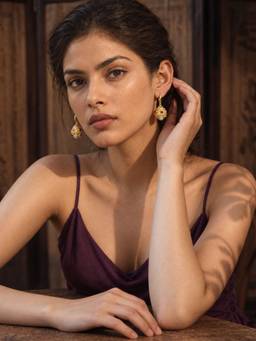 Inaya Accessories - 18K Gold Plated Women's Embellished Stone Hoop Earrings, Izna