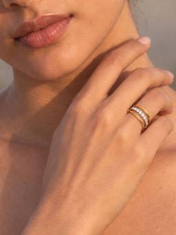 Inaya Accessories - 18K Gold Plated Women's Intertwined Stacked Band Ring, Julieth
