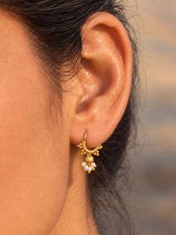 Inaya Accessories - 18K Gold Plated Women's Pearl Cluster Bali Jhumka Earrings, Karina
