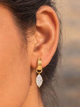 Inaya Accessories - 18K Gold Plated Women's Mismatched Textured Hoop Earrings, Qissa