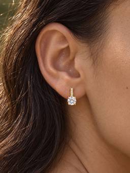Inaya Accessories - 18K Gold Plated Women's Crystal Line Solitaire Earrings, Sora