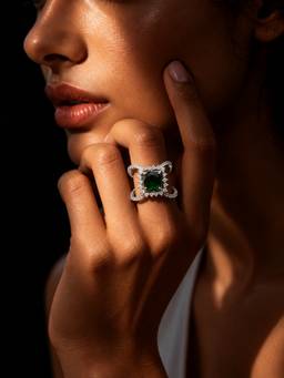 Niska - Emerald Grace Green Ad Stone Statement Ring